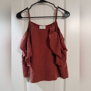 Everly Rust Cold Shoulder Semi Cropped Tank